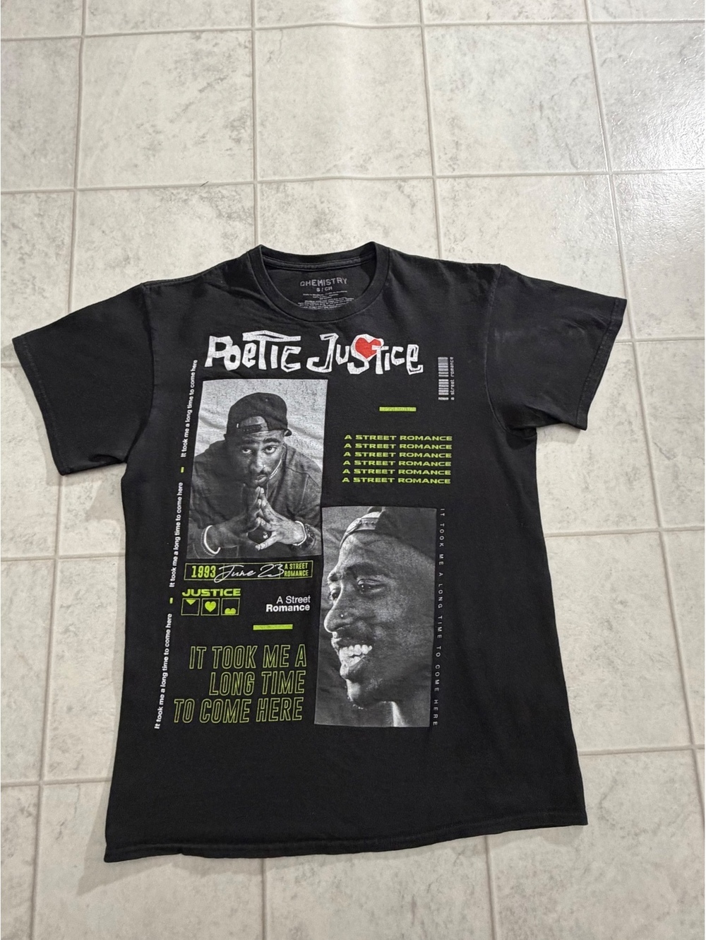 Chemistry Poetic Justice Tupac black graphic T shirt size S